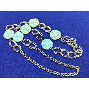 Turquoise Silver Tone Chain Necklace
